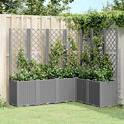 Maison Chic Jardinière,Bac à fleurs avec treillis - pot de fleur gris clair 160x120x140 cm PP -GKD27656