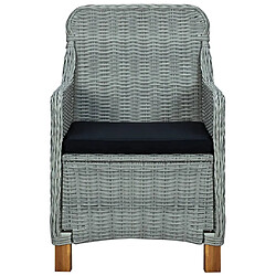 Acheter vidaXL Salon de jardin 3 pcs avec coussins résine tressée gris clair