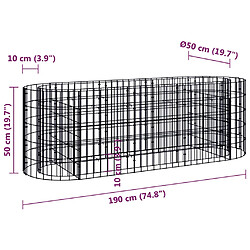 vidaXL Lit surélevé à gabion Fer galvanisé 190x50x50 cm pas cher