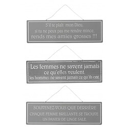 Avis Dansmamaison Pancarte Mix 2 Anglais/Francais Metal Antique Gris/Blanc Assortiment De 3