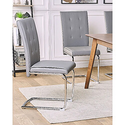 Beliani Set de 2 Cuir PU Chaise de salle à manger Chaise en porte-à-faux Gris ROVARD