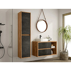 Vente-Unique Colonne de salle de bain suspendue - Coloris naturel et anthracite - H170 cm - TIKITIKI 