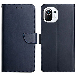 Etui en cuir véritable texture nappa bleu pour votre Xiaomi Mi 11 Lite 4G/5G/11 Lite 5G NE