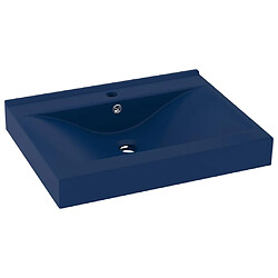 vidaXL Lavabo avec trou de robinet Bleu foncé mat 60x46 cm Céramique