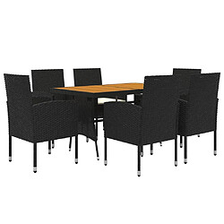 Avis Maison Chic Mobilier à dîner 7 pcs de jardin - Ensemble table et chaises d'extérieur - Salon/Mobilier de jardin classique Résine tressée Noir -MN34668