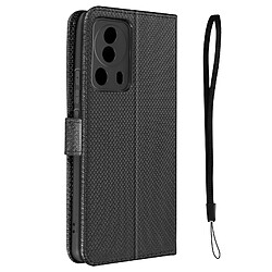 Avizar Housse Portefeuille pour Xiaomi 13 Lite Effet Croisillons avec Dragonne Noir