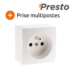 Prise 16A 2P+T simple en saillie blanc - gamme Presto - Zenitech pas cher