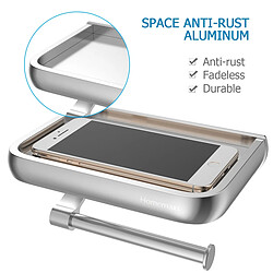 Universal Étagère murale en aluminium Étagère à papier en pellicule de toilette Distributeur à rouleaux avec étagère de rangement pour téléphone(Argent) pas cher