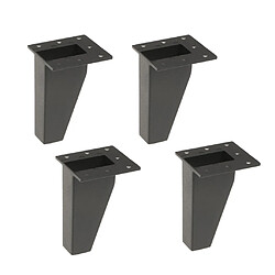 4xmetal mobilier canapé pattes pieds anti-humidité pour fauteuil chaise 10cm blk