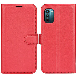 Etui en PU texture litchi avec support, rouge pour votre Nokia G11/G21