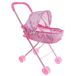 Mini-poussette pliable pour poussette avec poussette de simulation de jouets de jeu rose