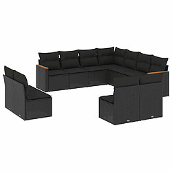 Maison Chic Salon de jardin 11 pcs avec coussins, Ensemble Tables et chaises d'extérieur noir résine tressée -GKD511058