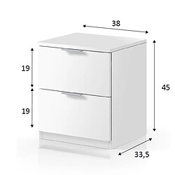 Dansmamaison Table de chevet 2 tiroirs Blanc - LUCIA