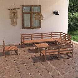 vidaXL Salon de jardin 9 pcs marron miel bois de pin massif