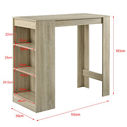 Avis Table de Bar Kouvola 110 x 50 x 103 cm Effet Chêne [en.casa]