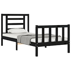 Acheter Maison Chic Lit adulte - Cadre Structure de lit avec tête de lit Contemporain noir 90x200 cm bois massif -MN11195