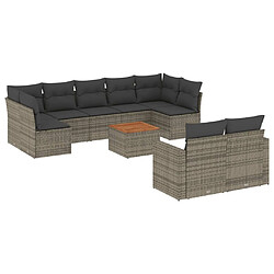 Maison Chic Salon de jardin avec coussins 10 pcs, Ensemble Tables et chaises de jardin, gris résine tressée -GKD795113