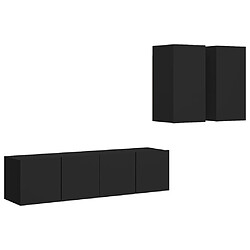 Maison Chic Ensemble de meubles TV 4 pcs | Banc TV Moderne pour salon | Meuble de Rangement - Noir Aggloméré -MN26386