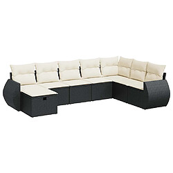 vidaXL Salon de jardin 8 pcs avec coussins noir résine tressée