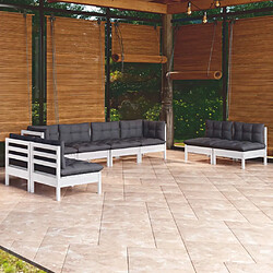 vidaXL Salon de jardin 8 pcs avec coussins bois de pin massif