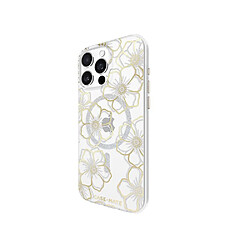 CASE MATE Coque pour Apple iPhone 16 Pro Max MagSafe Motif Floral Gems Dorée