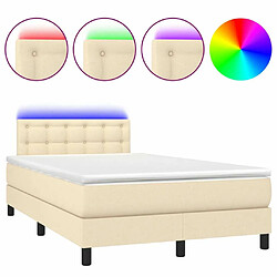 Sommier à lattes LED,Cadre à lattes de lit avec matelas pour Adulte Crème 120x200 cm Tissu -MN58271