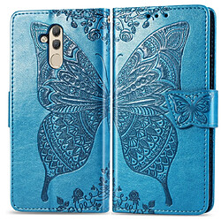 Wewoo Housse Coque Étui en cuir à rabat horizontal Butterfly Love Flowers pour Huawei Mate 20 Liteavec support et emplacements cartes et porte-monnaie bleu