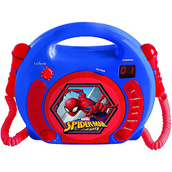 Lexibook Lecteur CD pour enfant avec 2 microphones à piles Spider-Man Peter Parker bleu rouge