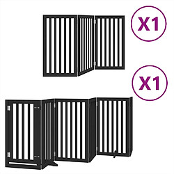 vidaXL Barrière pour chien porte pliable 9 panneaux noir bois peuplier