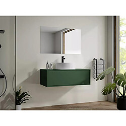 Vente-Unique Meuble de salle de bain suspendu vert mat avec simple vasque ronde - 94 cm - TEANA II