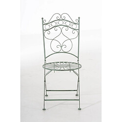 Decoshop26 Chaise de jardin terrasse balcon design rustique en fer forgé vert vieilli 10_0003008