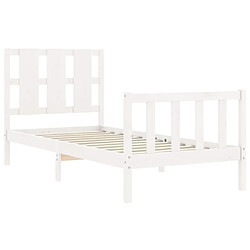 Maison Chic Cadre/structure de lit avec tête de lit pour adulte - Lit Moderne Chambre blanc petit simple bois massif -MN20781 pas cher