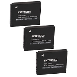 Vhbw EXTENSILO 3x Batteries compatible avec Canon PowerShot D10, S90, SD770is, S95, S120, D20 appareil photo, reflex numérique (1000mAh, 3,7V, Li-ion)