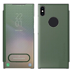 Coque en TPU antichoc, texture en fibre de carbone avec support translucide vert pour votre Apple iPhone XS Max 6.5 pouces