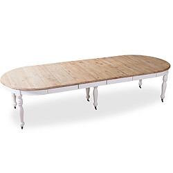 Acheter Table ronde extensible en bois massif LAVANDOU Blanc