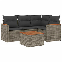 Maison Chic Ensemble de 5 Tables et chaises d'extérieur avec coussins,Salon de jardin gris résine tressée -GKD928754