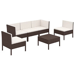 Maison Chic Salon de jardin 6 pcs + coussins - Mobilier/Meubles de jardin - Table et chaises d'extérieur Résine tressée Marron -MN85916