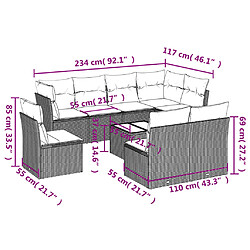 Avis vidaXL Salon de jardin avec coussins 9 pcs marron résine tressée