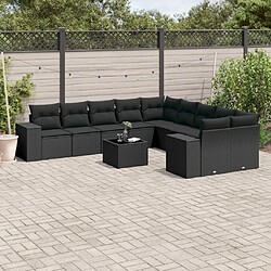 Maison Chic Salon de jardin 11 pcs avec coussins | Ensemble de Table et chaises | Mobilier d'Extérieur noir résine tressée -GKD22471