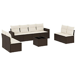 vidaXL Salon de jardin avec coussins 9 pcs marron résine tressée