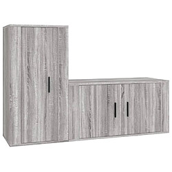 Maison Chic Ensemble de meubles TV 2 pcs pour salon - Sonoma gris Bois d'ingénierie -MN29613