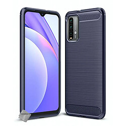 Htdmobiles Coque silicone gel carbone pour Xiaomi Redmi 9T + film ecran - BLEU FONCE