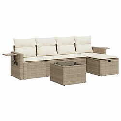 vidaXL Salon de jardin avec coussins 6 pcs beige résine tressée