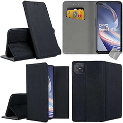 Htdmobiles Housse etui portefeuille avec coque intérieure en silicone pour Oppo Reno 4 Z 5G + film ecran - NOIR MAGNET