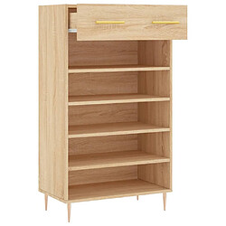 Maison Chic Armoire à Chaussures,Meuble de Rangement à Chaussures chêne sonoma 60x35x105cm bois d'ingénierie -MN58117 pas cher