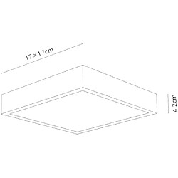 Inspired LED 17cm carré, Downlight monté en surface, 14W, 4000K, 1260lm, blanc mat, acrylique givré