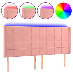 vidaXL Tête de lit à LED Rose 203x16x118/128 cm Velours