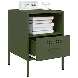 Acheter vidaXL Table de chevet vert olive 36x39x50,5 cm acier