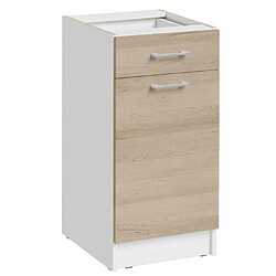 Cuisineandcie - Meuble bas de cuisine Eco Chene Naturel 1 porte 1 tiroir L 40 cm