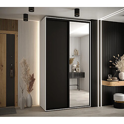 Abiks Meble Armoire à portes coulissantes Davos 3 235.2 x 130 x 45 2 portes coulissante (Blanc/Blanc/Noir)